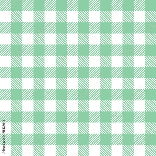Obraz Mint Green and White Gingham Seamless Pattern Background