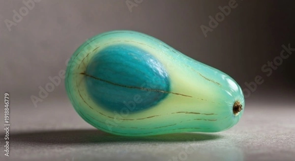 Obraz Teal avocado with blue pit, on gray surface