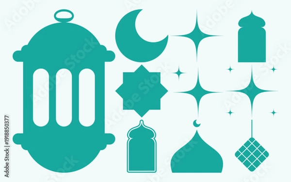 Fototapeta set of flat ramadhan elements