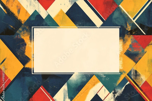 Obraz Colorful abstract background with geometric shapes and a central rectangular frame