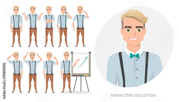 Obraz Set of emotions for business man.