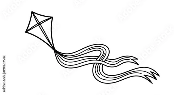 Obraz Limitless Potential Concept with Flying Kite Line Vector