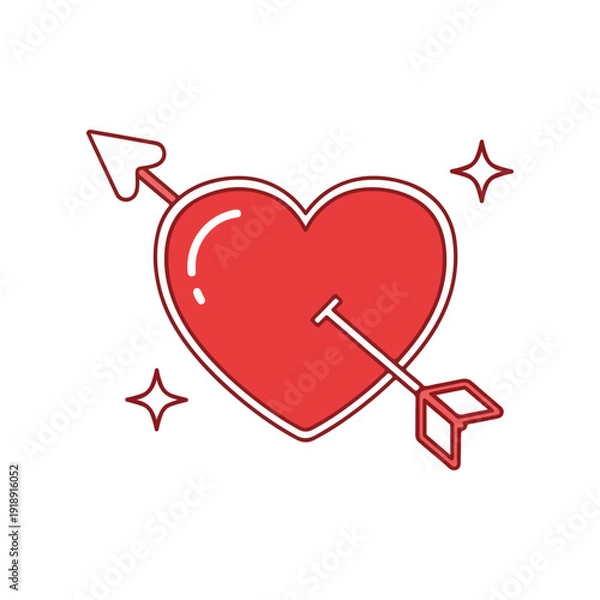 Obraz Red Heart with Cupid Arrow Vector Illustration
