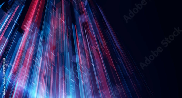 Obraz Block chain network/Blockchain network concept , Distributed register technology , Block chain text and computer connection with colored background