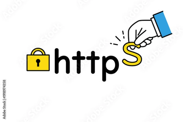 Fototapeta TSL化やSSL化を行うビジネスマンの手のイメージイラスト