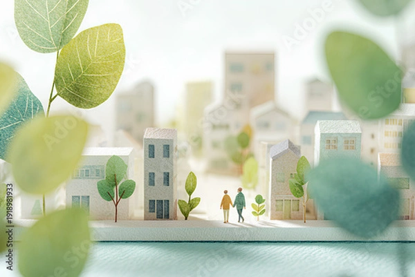 Obraz 高齢者に優しい安心安全な街づくり風景
