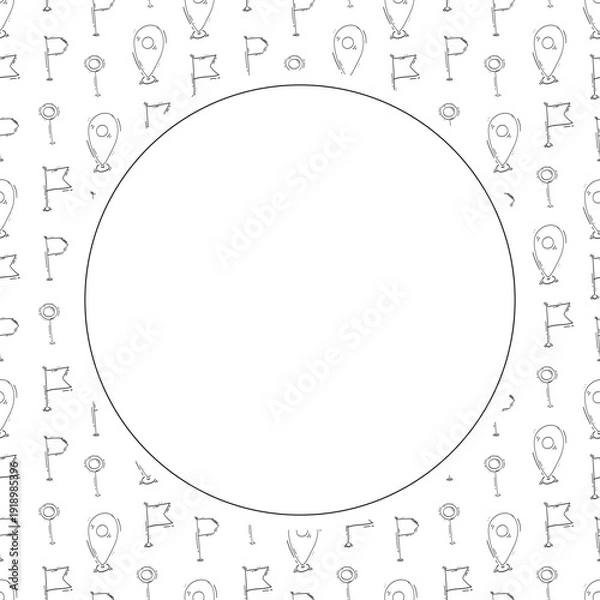 Obraz hand drawn map pins location circle frame background