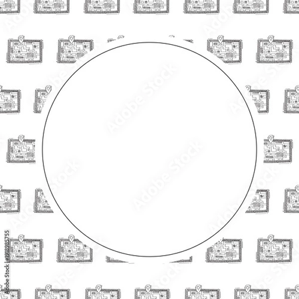 Obraz hand drawn map pins location circle frame background