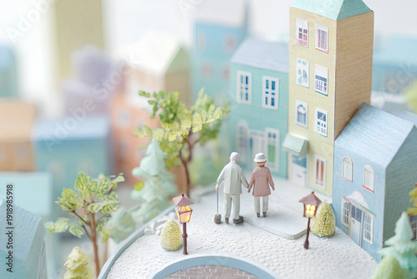 Obraz 高齢者に優しい安心安全な街づくり風景
