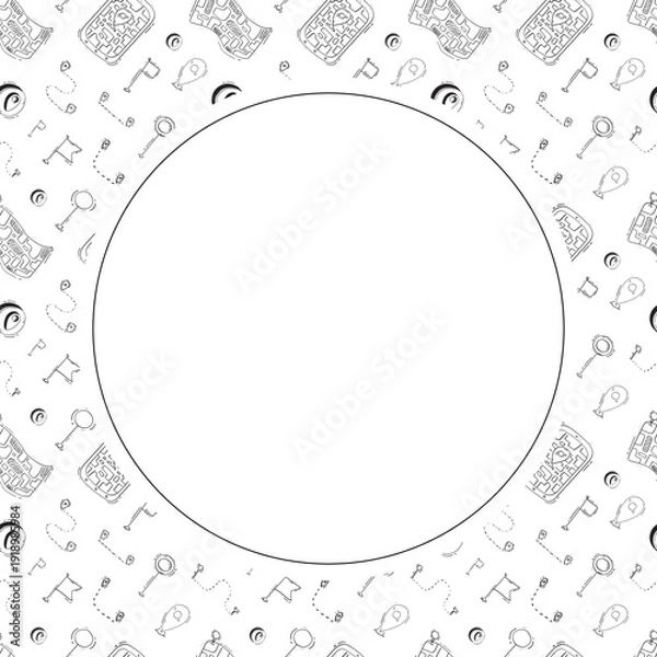 Obraz hand drawn map pins location circle frame background