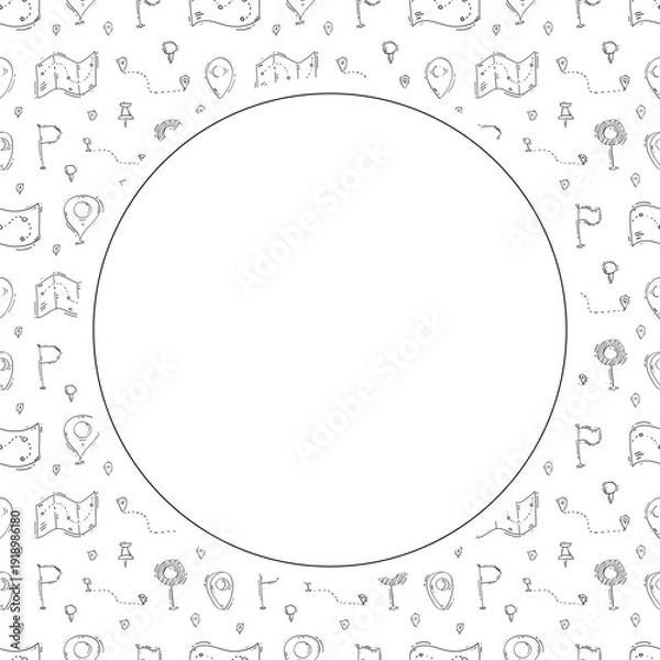 Obraz hand drawn map pins location circle frame background