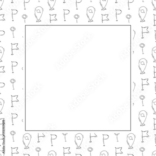Obraz hand drawn map pins location square frame background