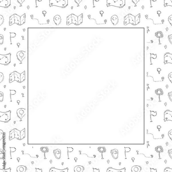 Obraz hand drawn map pins location square frame background