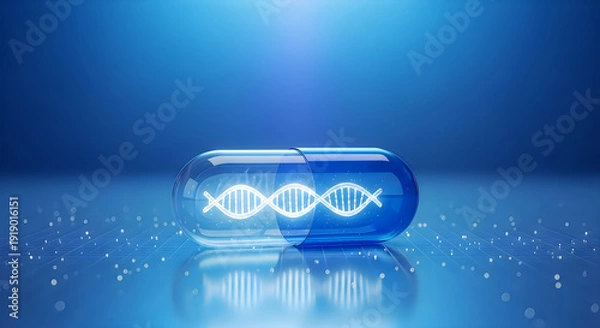 Obraz Blue capsule with DNA double helix structure 