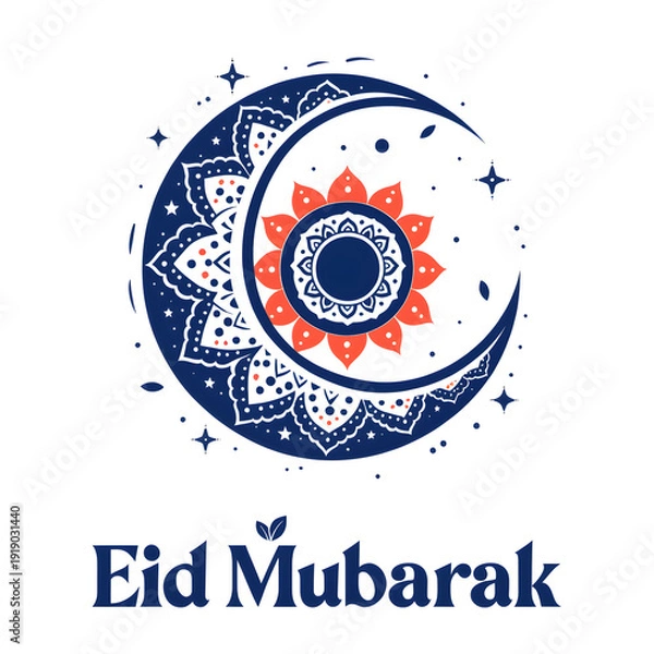 Obraz Eid Mubarak background with moon card design on white