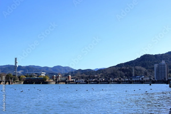 Obraz 大津市南郷の瀬田川洗堰