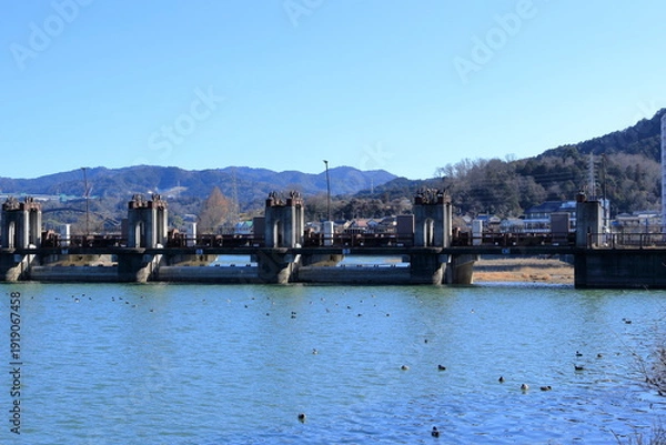 Obraz 大津市南郷の瀬田川洗堰