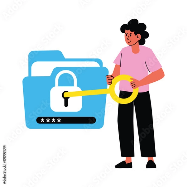 Obraz Person locking folder vector illustrations EPS file