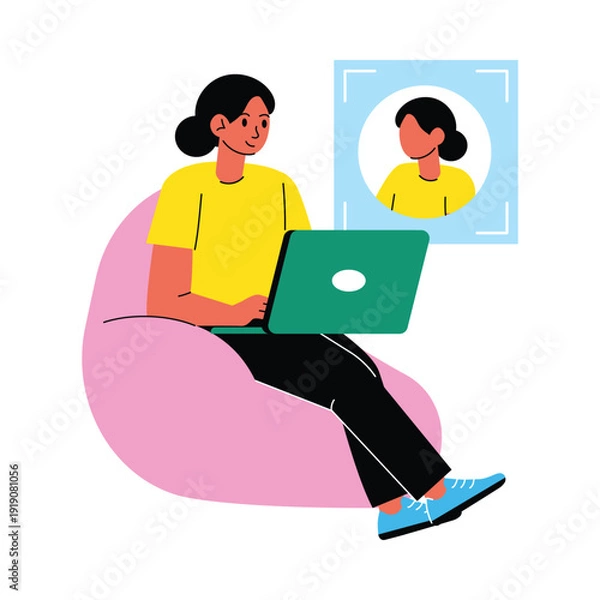 Obraz Man verifying face ID vector illustrations EPS file