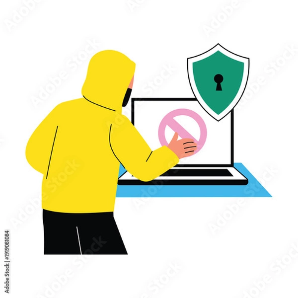 Obraz Hacker’s Signal Blocked vector illustrations EPS file