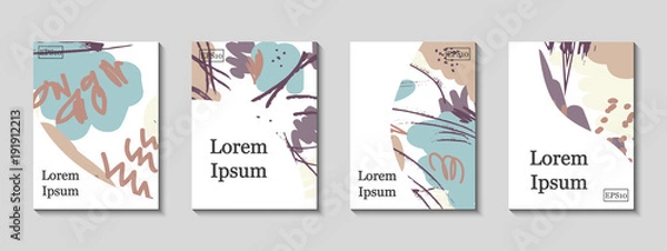 Fototapeta Minimal vector covers set. Artistic painted design set. Abstract gradient pattern background. Eps10. Can be use for journal, composition, cover, book, certificate, card, flyer