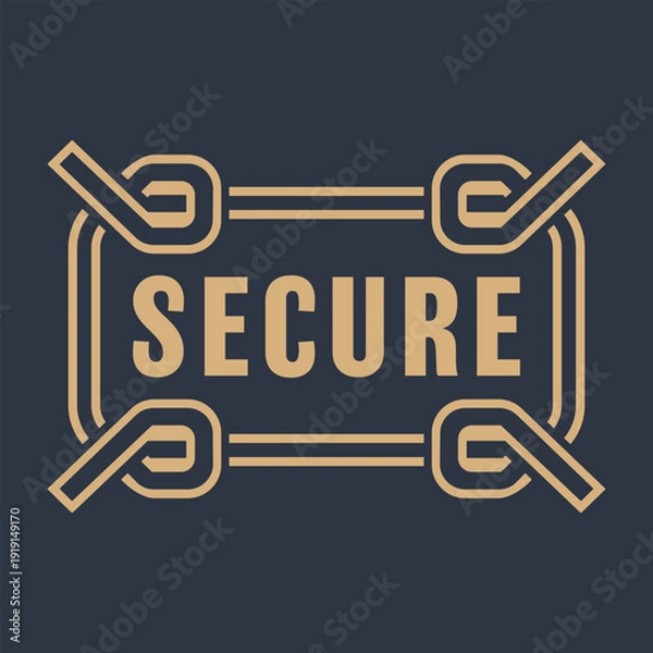 Obraz Secure Linked Frame Emblem Illustration
