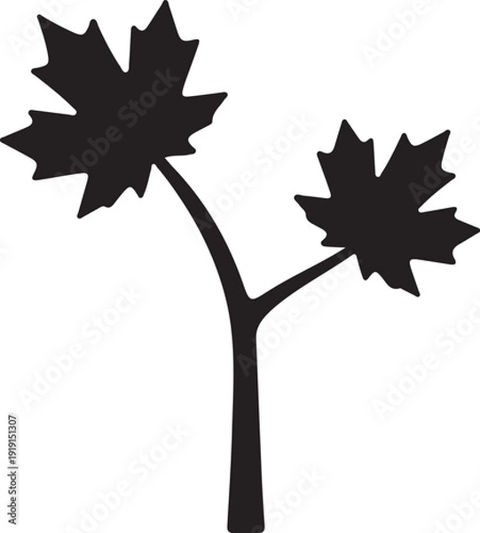 Obraz Tiny Maple Sapling silhouette icon.