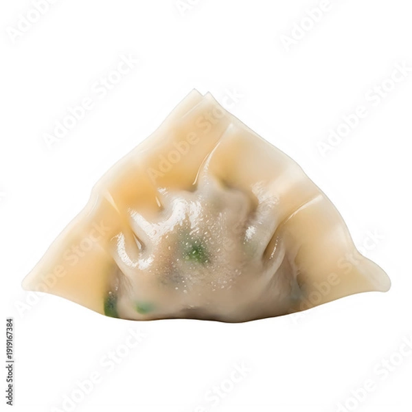 Obraz Delicious triangular dumpling with green filling on transparent background