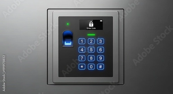 Obraz Biometric Fingerprint Access Control Keypad with Digital Security Authentication System