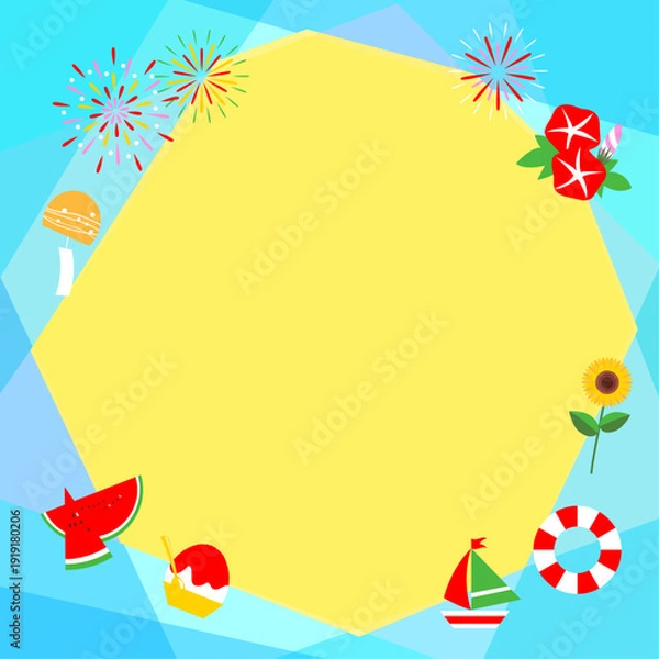 Obraz 夏をイメージした爽やかな壁紙イラスト素材【正方形】