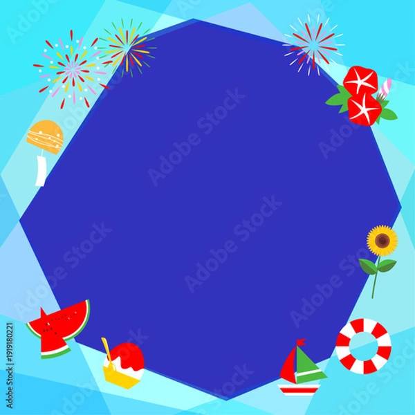 Obraz 夏をイメージした爽やかな壁紙イラスト素材【正方形】