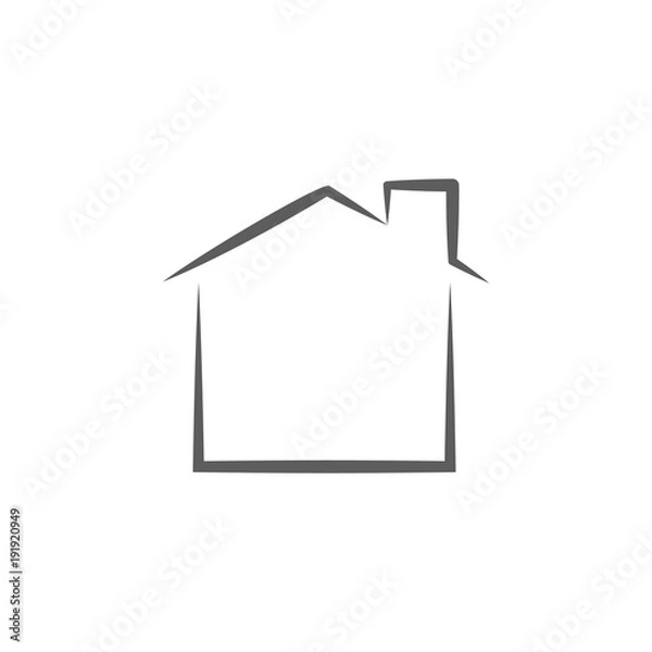 Fototapeta ikona logo domu. Element budynków dla koncepcji mobilnej i aplikacji internetowych. Ikona służąca do projektowania i tworzenia witryn internetowych, tworzenia aplikacji. Ikona Premium