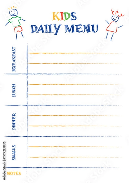 Fototapeta kids menu printable