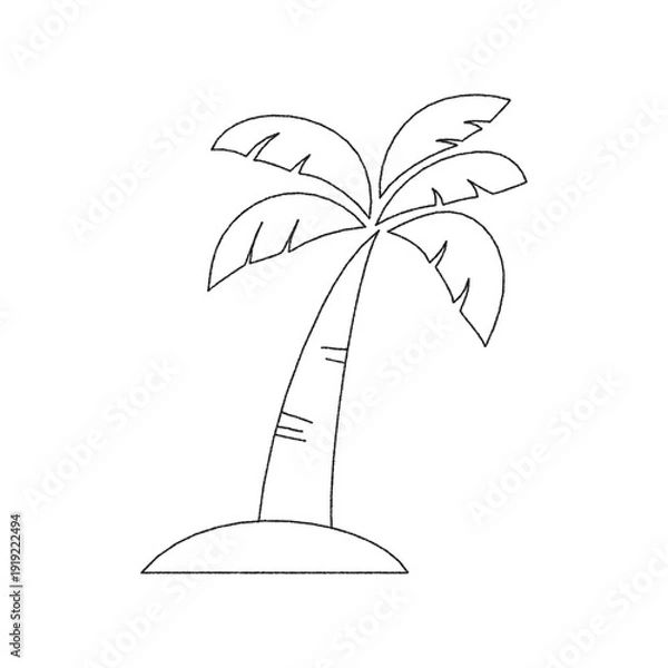 Obraz シンプルな手描きのやしの木