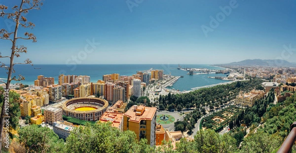 Obraz Panorama of Malaga City and Port
