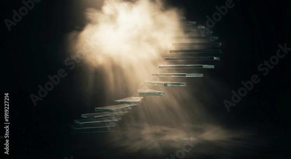 Obraz Ethereal staircase leading to a cloud with dramatic lighting  