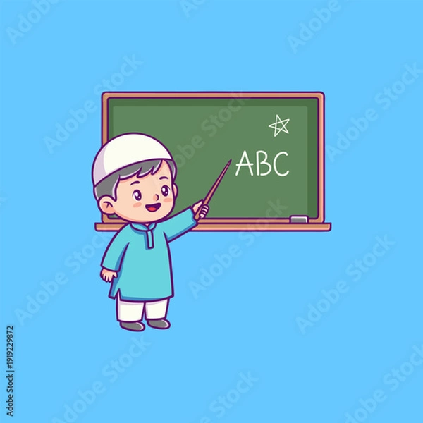 Obraz Boy Teaching ABCs at Blackboard