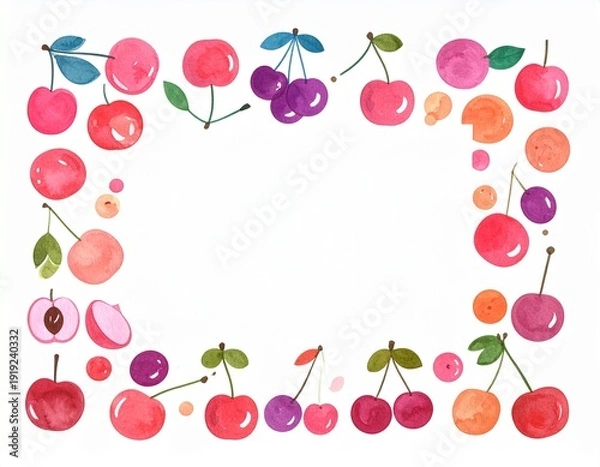 Obraz ポップなサクランボのフレーム