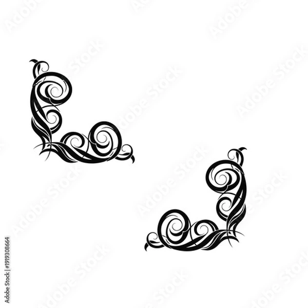 Obraz Black swirly decorative border elements