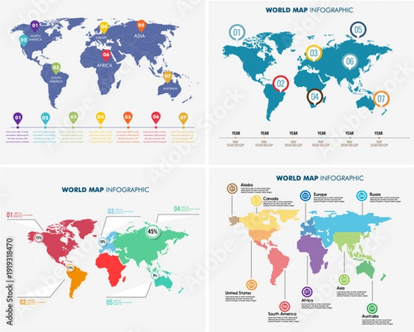 Obraz World Map Infographic Vector EPS