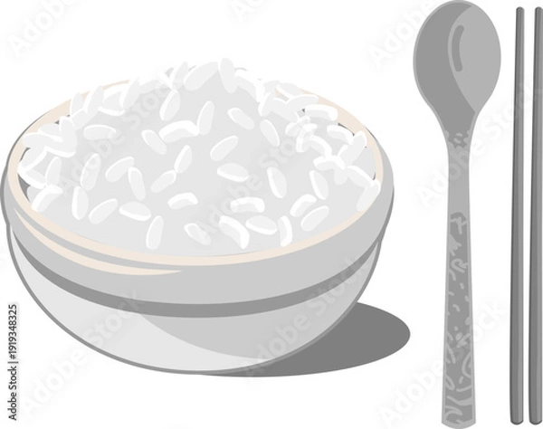 Fototapeta 공기밥과 수저세트