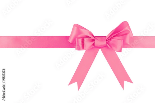 Obraz Pink ribbon bow isolated on white background