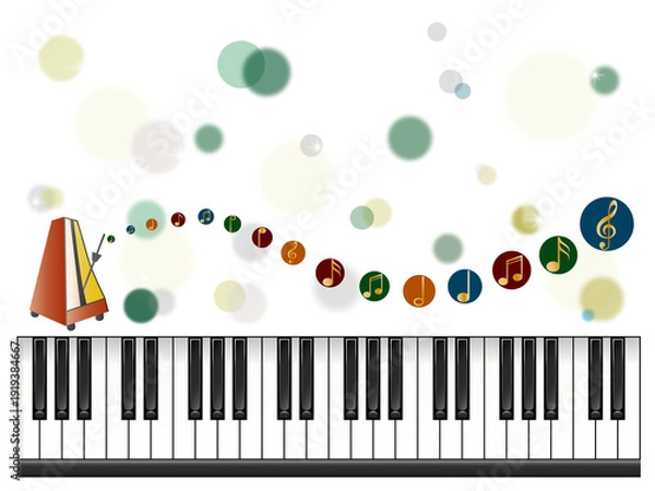 Obraz ピアノ■鍵盤と音符