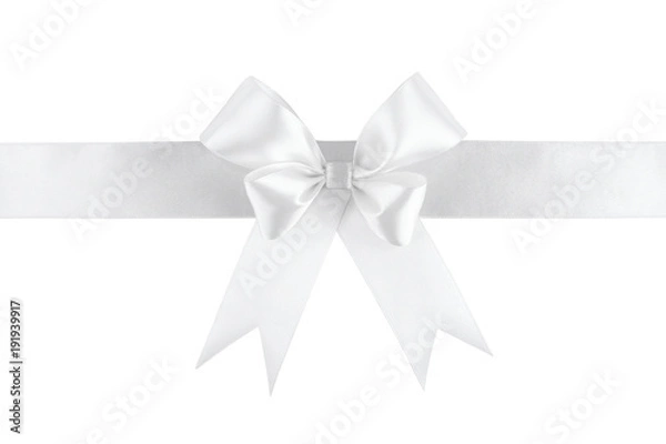 Obraz White satin ribbon bow isolated on white background