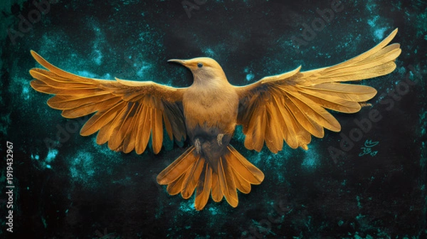 Obraz 野鳥が翼を広げたシンボリックな姿