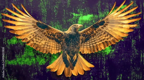 Obraz オオワシが翼を広げたシンボリックな姿