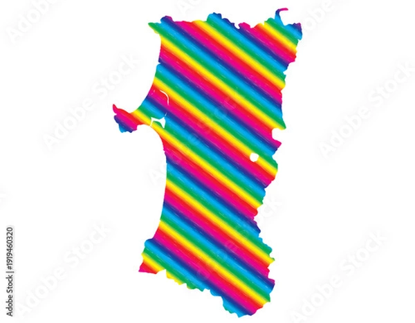 Obraz 秋田県　虹色　カラフル　縞模様　イラスト