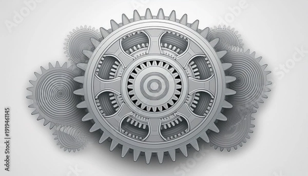 Obraz gray gear on white background