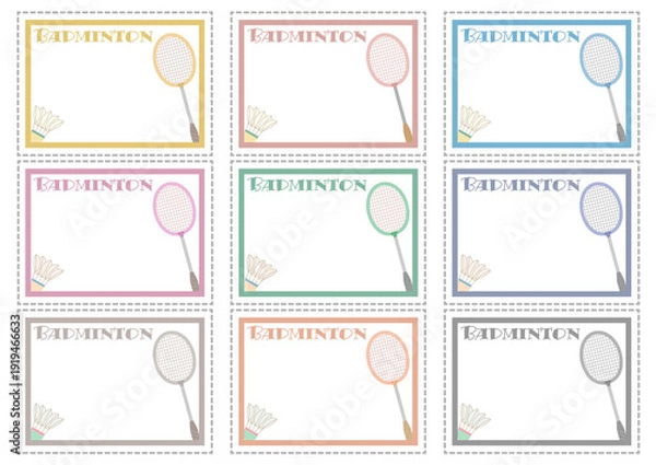 Obraz バドミントン■ラケットとシャトルのメッセージカードセット