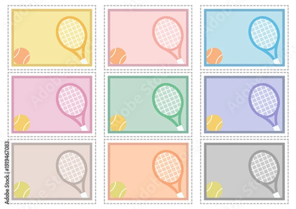 Obraz テニス■テニスラケットとボールのメッセージカードセット